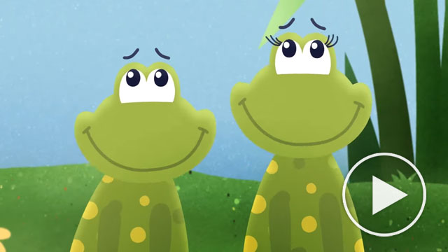 Dwie żabki - kadr z teledysku animowanego 2d